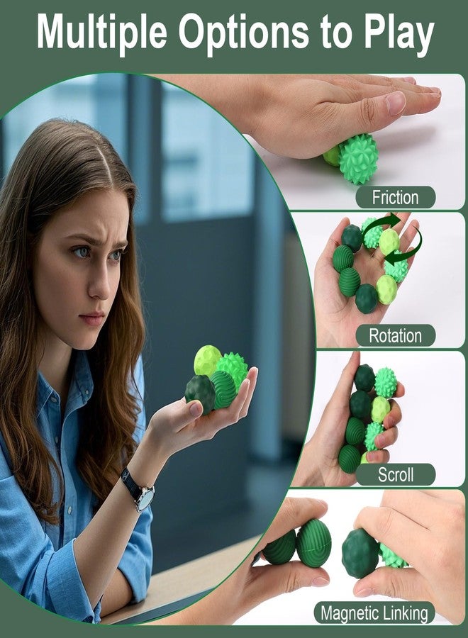 بوسوها كرات سيليكون لتخفيف التوتر من بوسوها - عبوة من 4 كرات سيليكون لتخفيف التوتر، ألعاب حسية للسفر للبالغين، تساعد على التهدئة، وتخفيف التوتر، وتساعد في حالات التوحد واضطراب فرط الحركة ونقص الانتباه، هدايا للمراهقين والبالغين، لون أخضر - Image 5